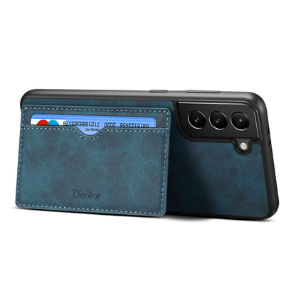 Horizontal Card Holder Galaxy S23 FE Back Cover Retro Leather Magnetic Stand