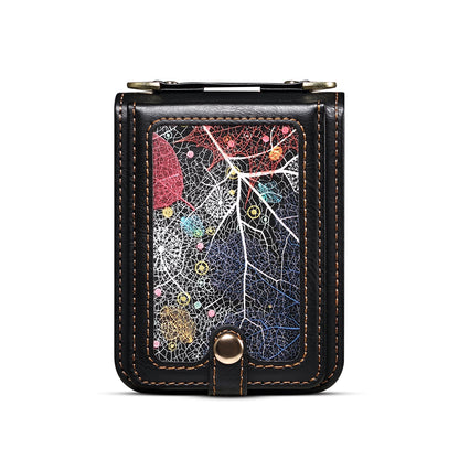 Interstellar Expanse Galaxy Z Flip5 Leather Cover Flip Wallet Stand with Shoulder Strap