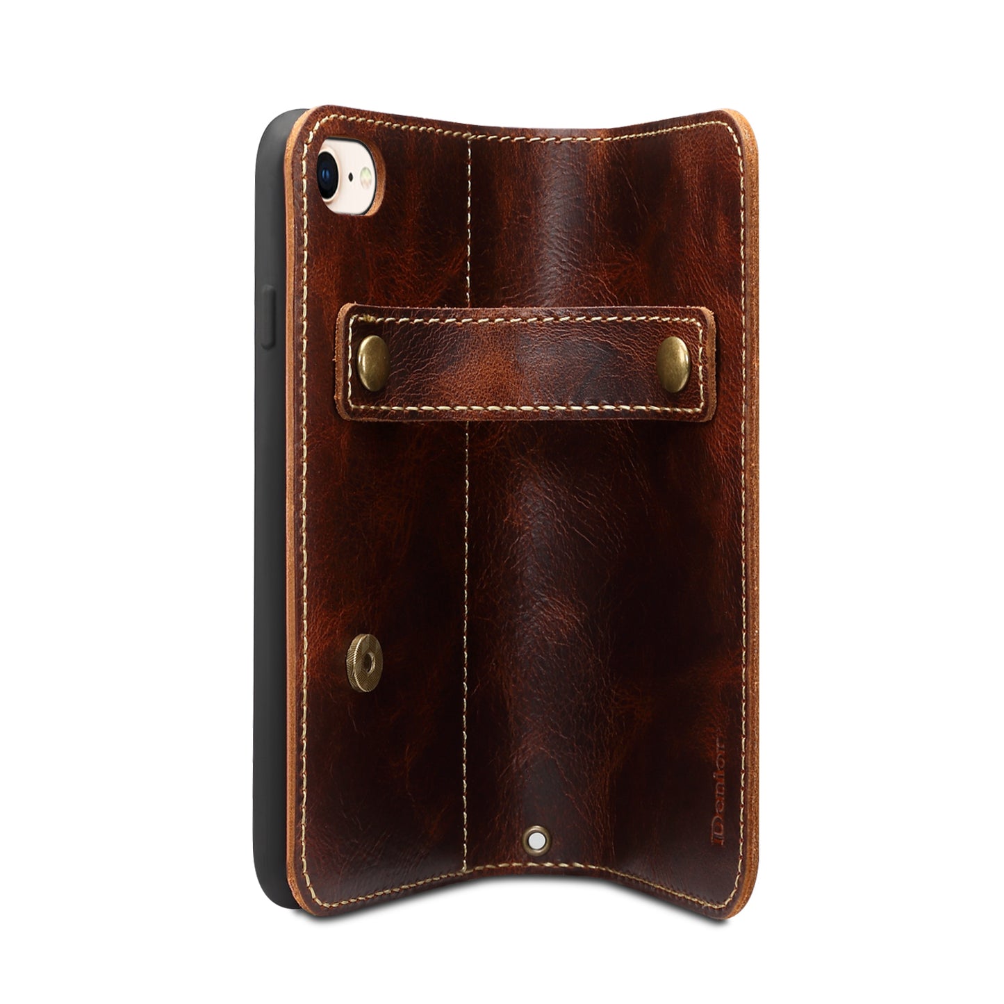 Waxed Cowhide Leather iPhone SE 2022 Magnetic Buckle Case Wallet Stand