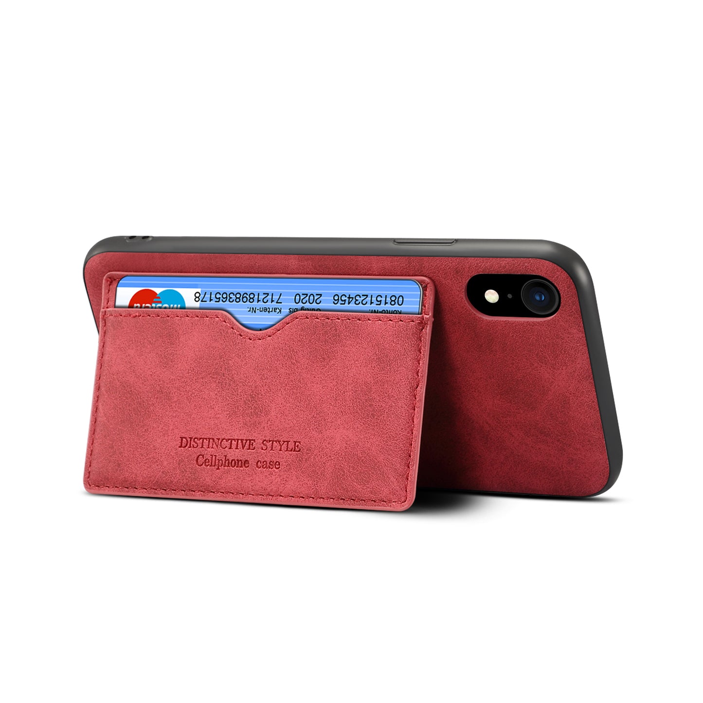 Horizontal Card Holder iPhone XR Back Cover Retro Leather Magnetic Stand