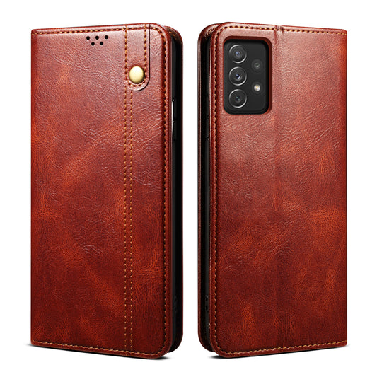 Oil Wax Leather Galaxy A71 Case Magnetic Wallet Stand Slim Classical