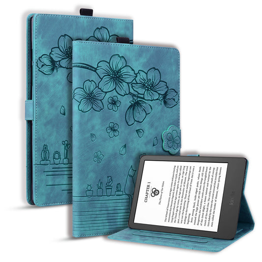 Cat Cherry Blossoms New Kindle 2022 (11st Generetion) Case Retro Leather