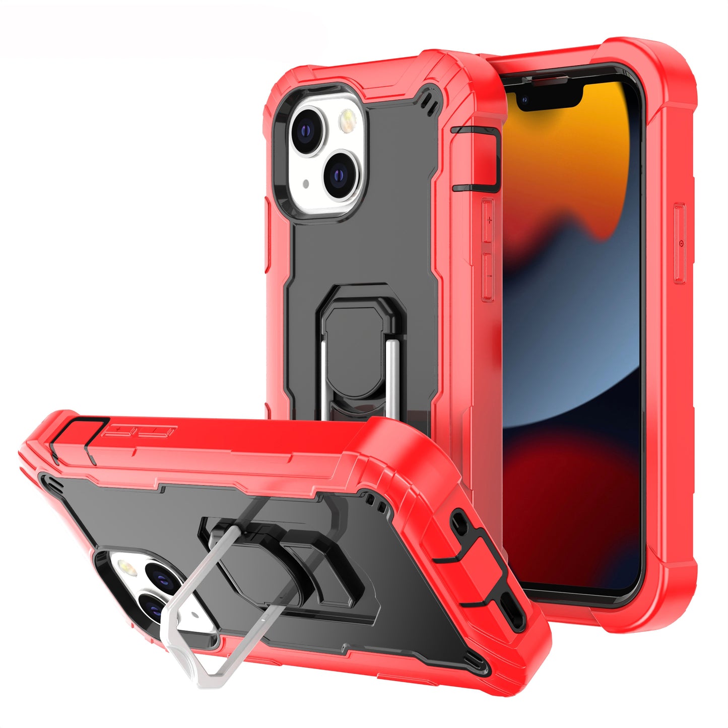 Ring Holder Kickstand iPhone 13 Shockroof Case All Round Protection Military