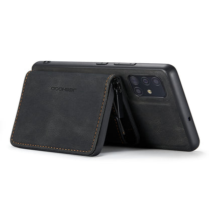 Magnetic Detachable Card Pouch Galaxy A71 Leather Cover RFID Zipper Stand