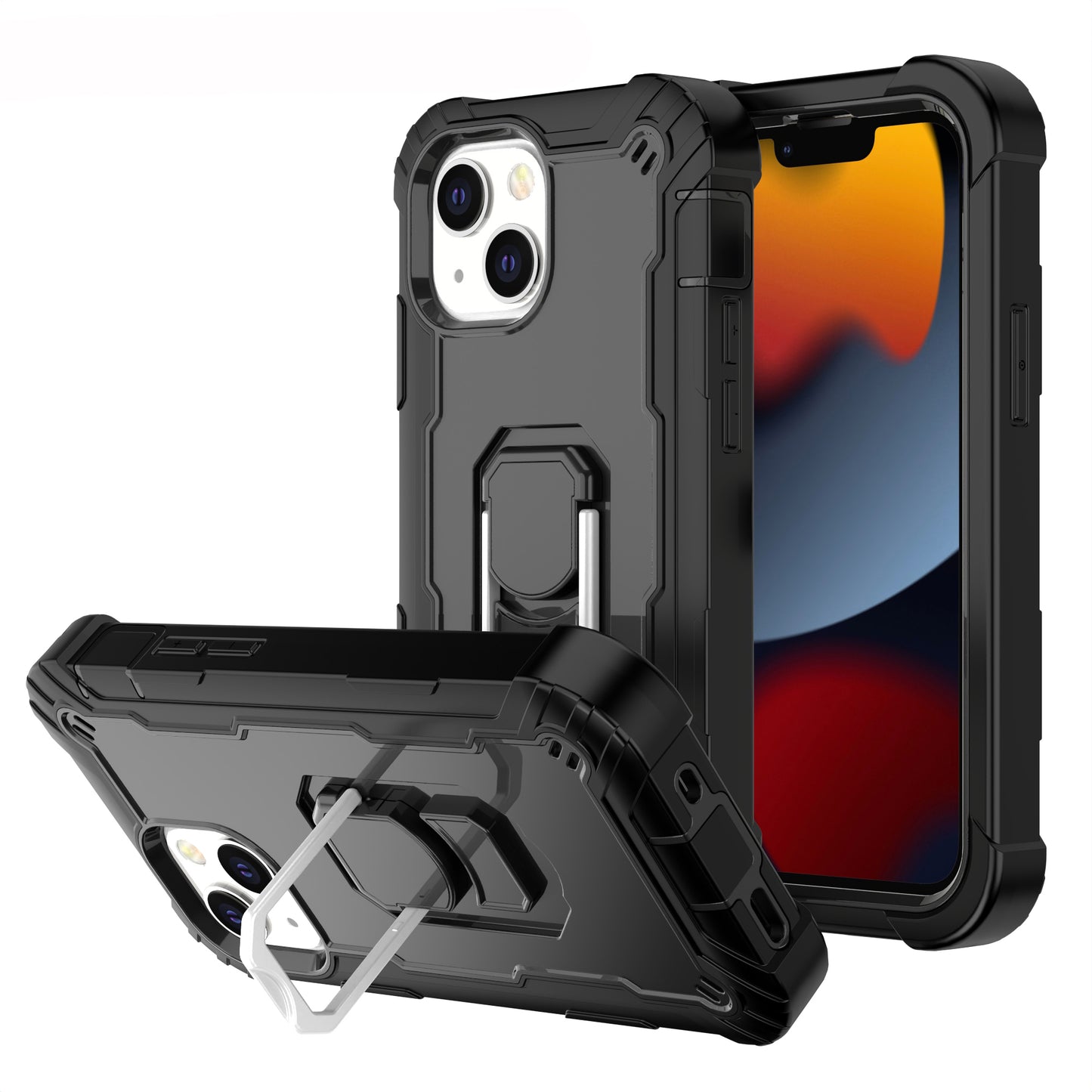 Ring Holder Kickstand iPhone 13 Shockroof Case All Round Protection Military