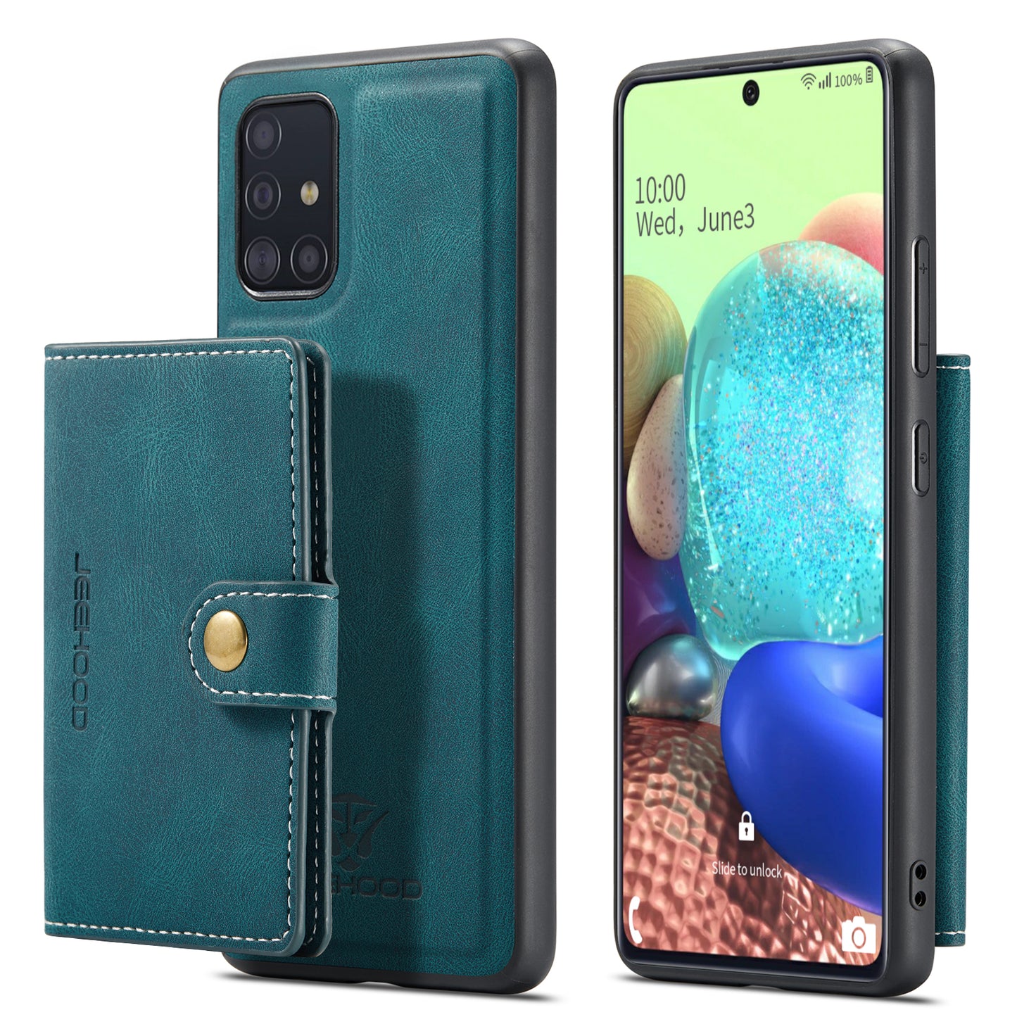 Magnetic Detachable Card Bag Galaxy A71 Leather Cover RFID Flip Stand