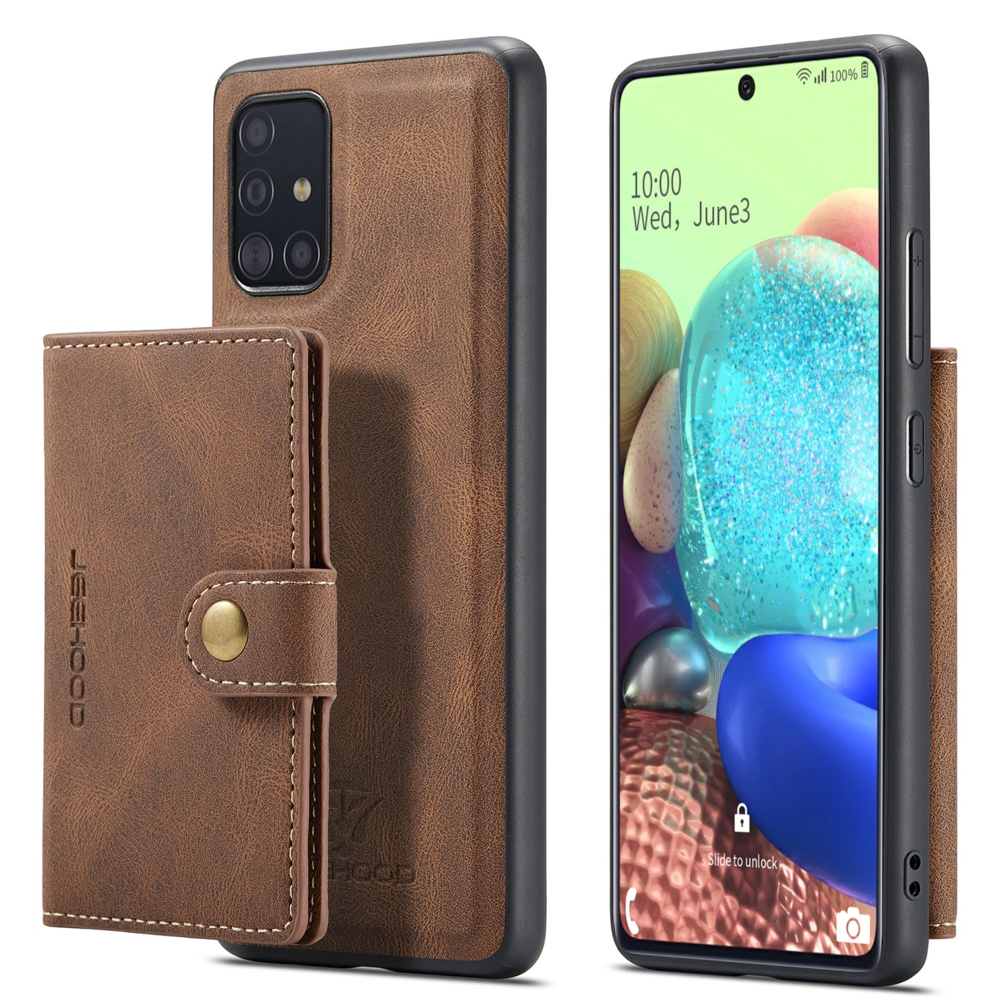 Magnetic Detachable Card Bag Galaxy A71 Leather Cover RFID Flip Stand