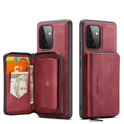 Magnetic Detachable Card Pouch Galaxy A72 Leather Cover RFID Zipper Stand