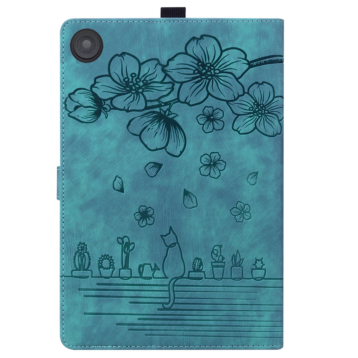 Cat Cherry Blossoms Kindle Fire HD8 (2015) Case Retro Leather Embossing Wallet Stand