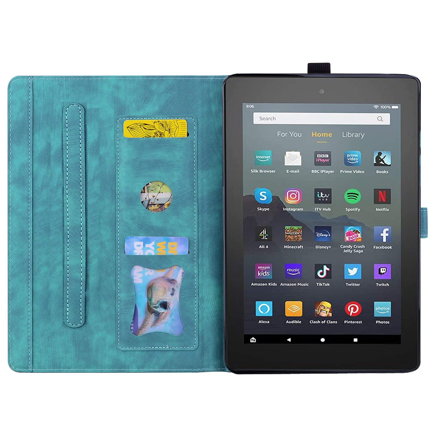 Cat Cherry Blossoms Kindle Fire HD8 (2015) Case Retro Leather Embossing Wallet Stand