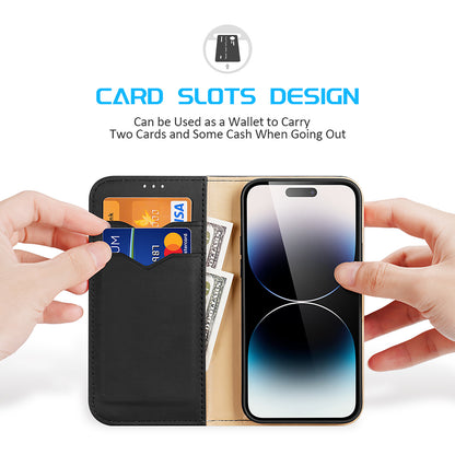 Hivo Magnetic Apple iPhone 15 Pro Max Leather Case RFID Card Slots Magnetic Stand