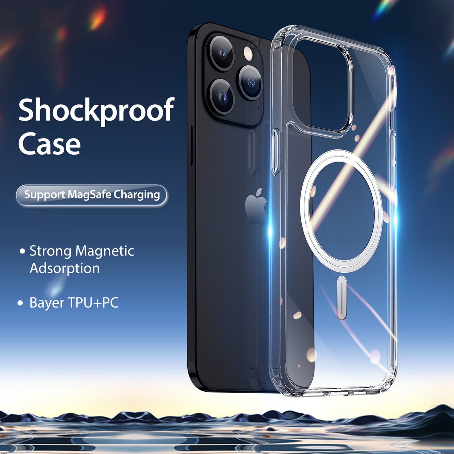 Clin Clear iPhone 15 Pro Case Magnetic Adsorption Bayer TPU Shockproof