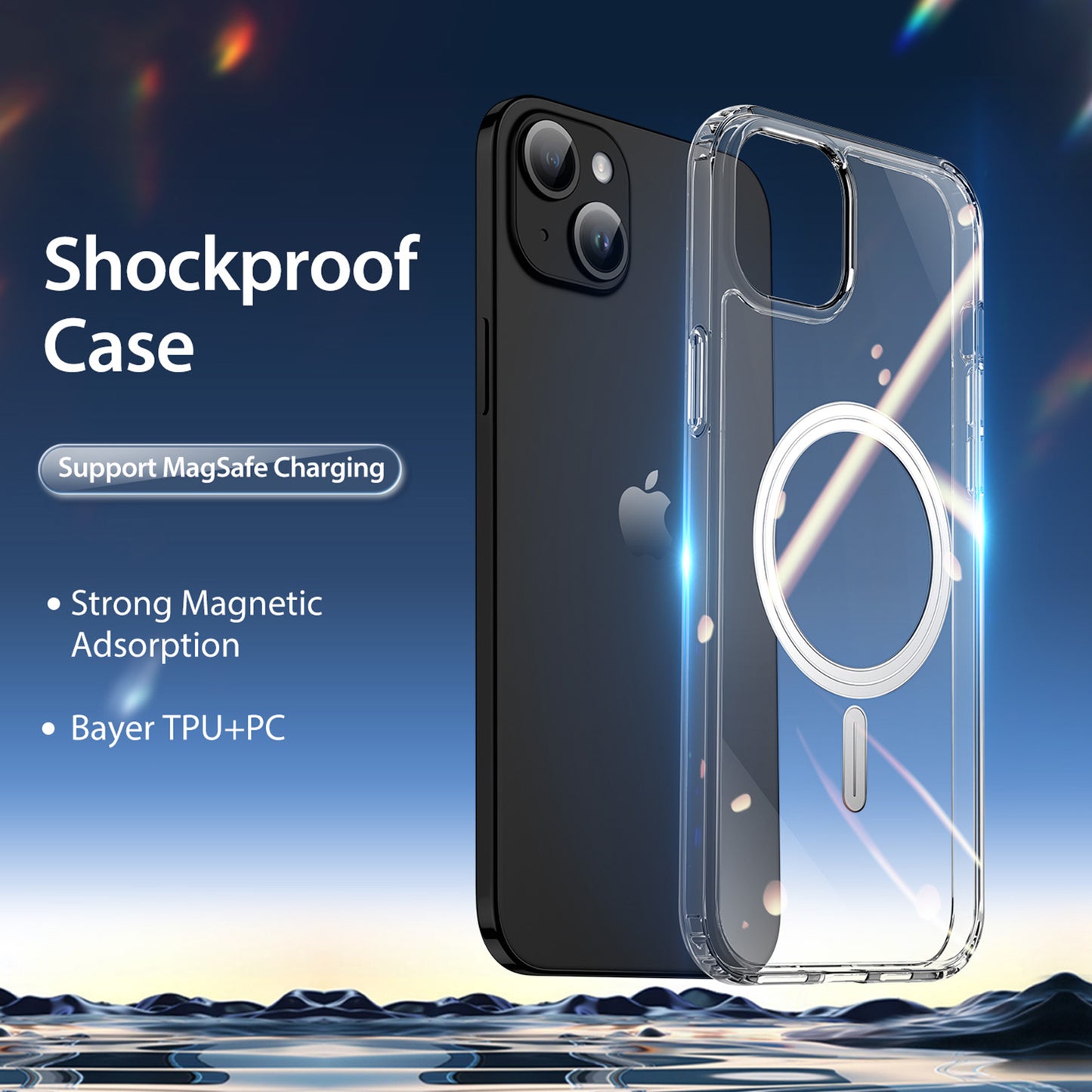 Clin Clear iPhone 15 Case Magnetic Adsorption Bayer TPU Shockproof