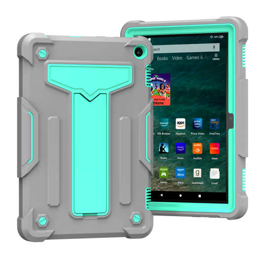 Hit-Color Shark Kindle Fire HD8 Plus (2020) Shockproof Case Heavy Duty Kids Safety