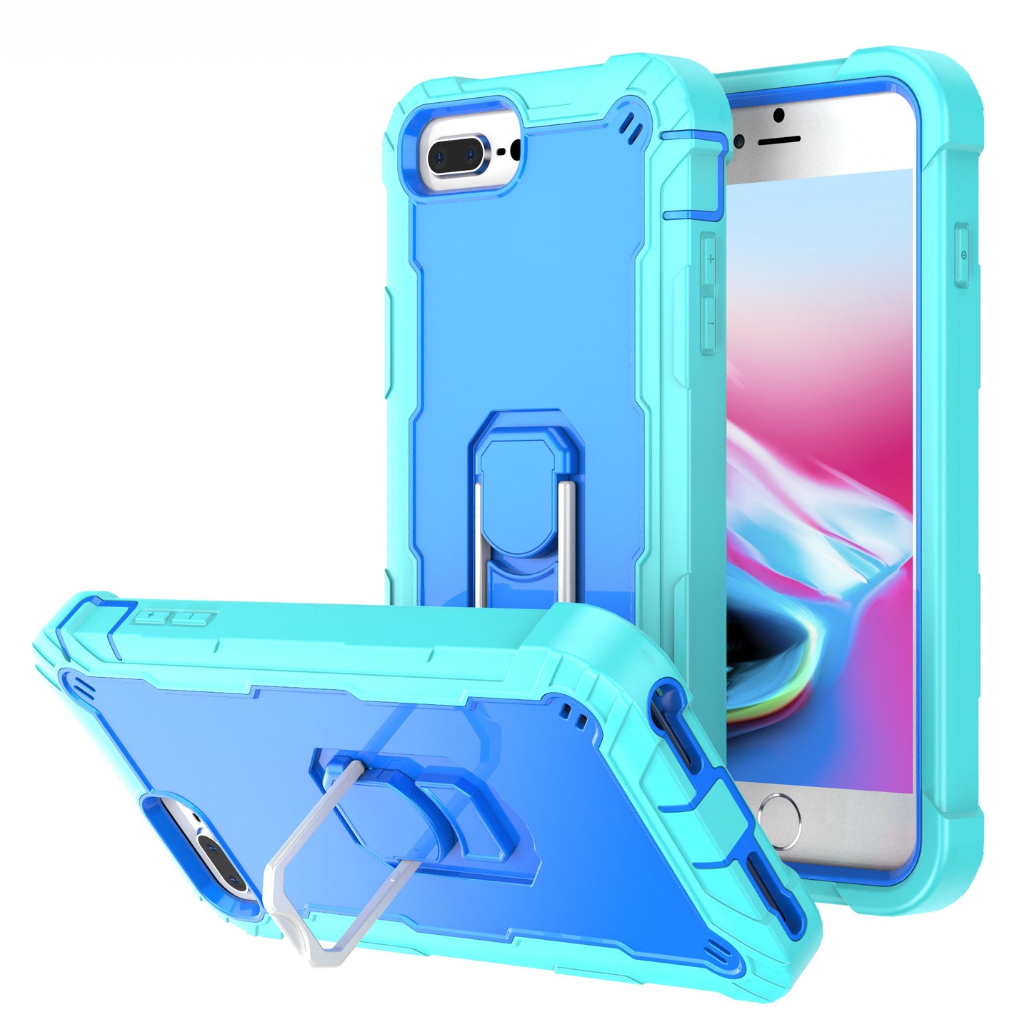 Ring Holder Kickstand iPhone 8 Plus Shockroof Case All Round Protection Military