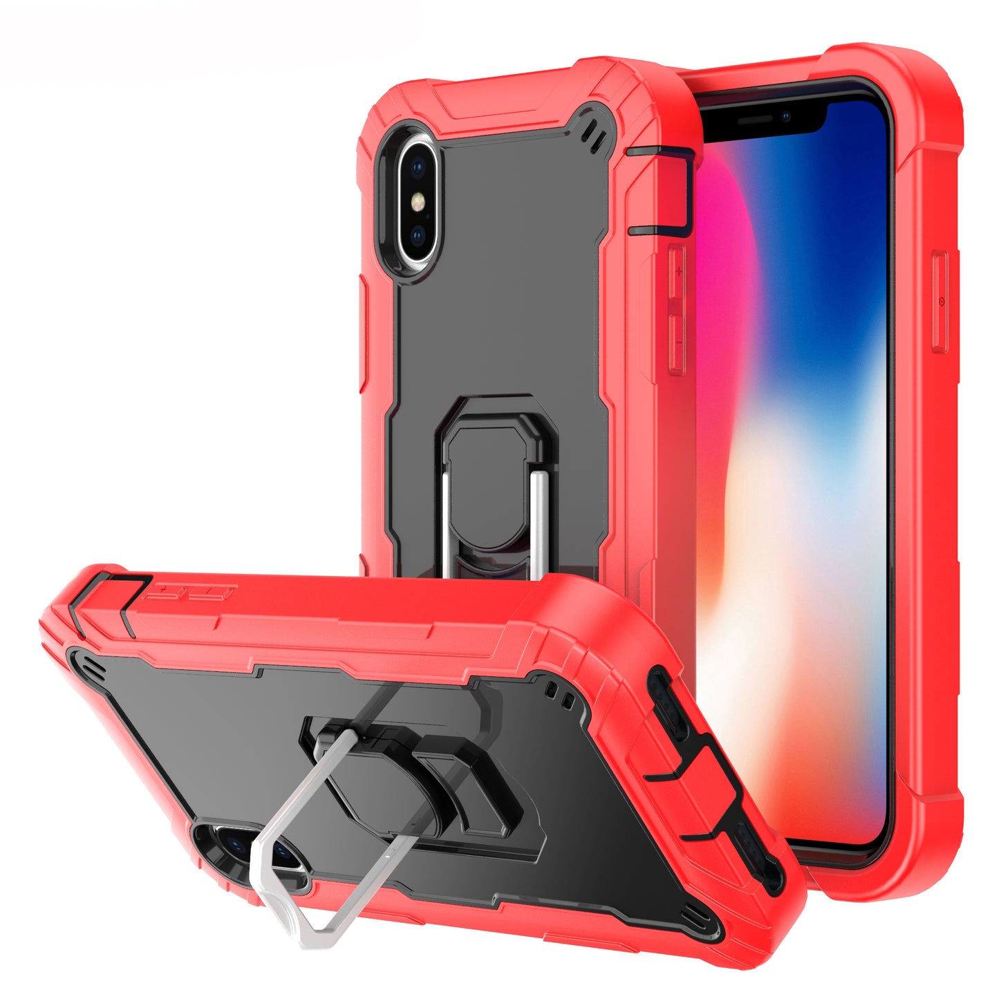 Ring Holder Kickstand iPhone X Xs Shockroof Case All Round Protection Military