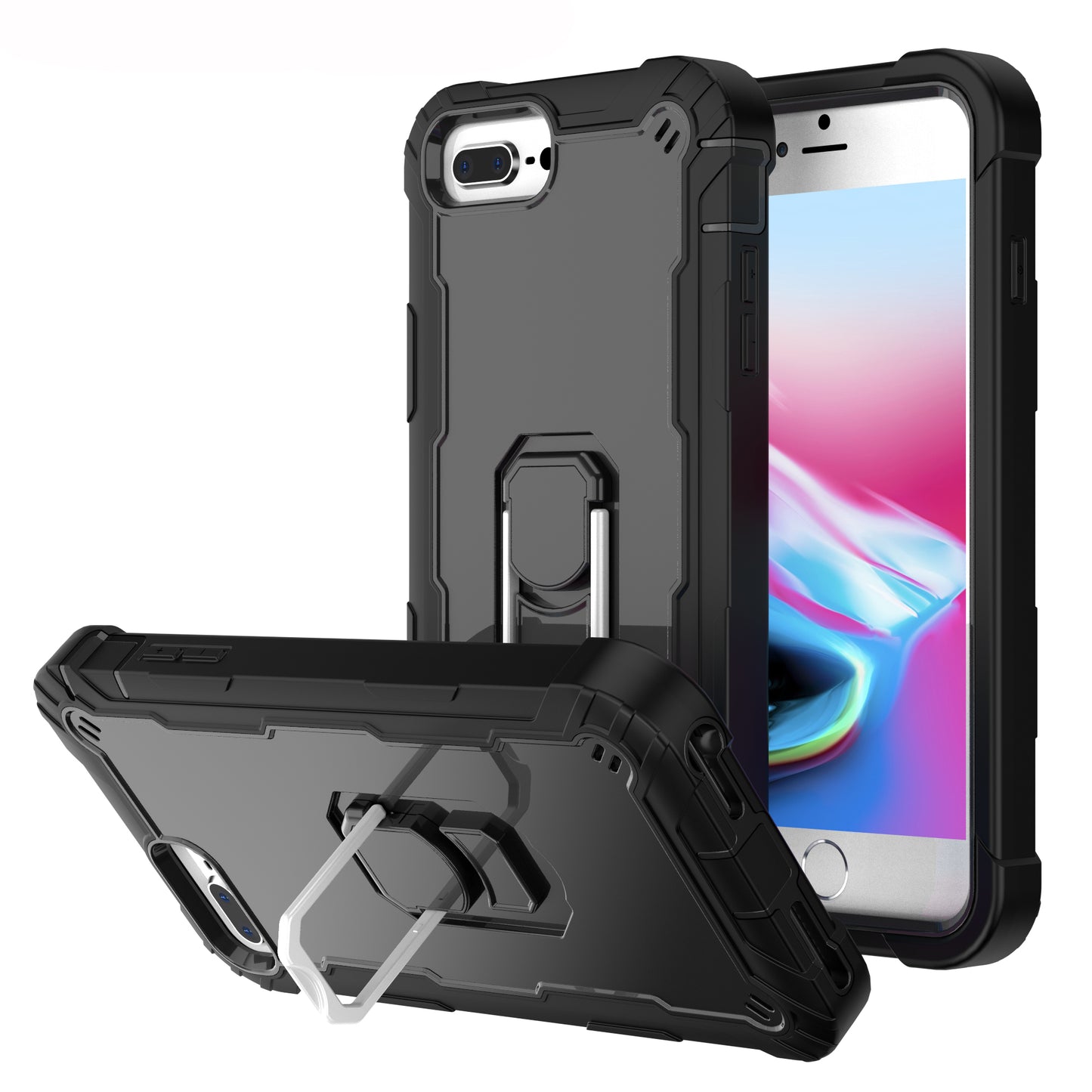 Ring Holder Kickstand iPhone 8 Plus Shockroof Case All Round Protection Military