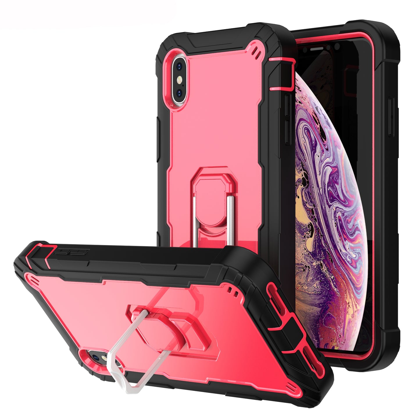 Ring Holder Kickstand iPhone Xs Max Shockroof Case All Round Protection Military