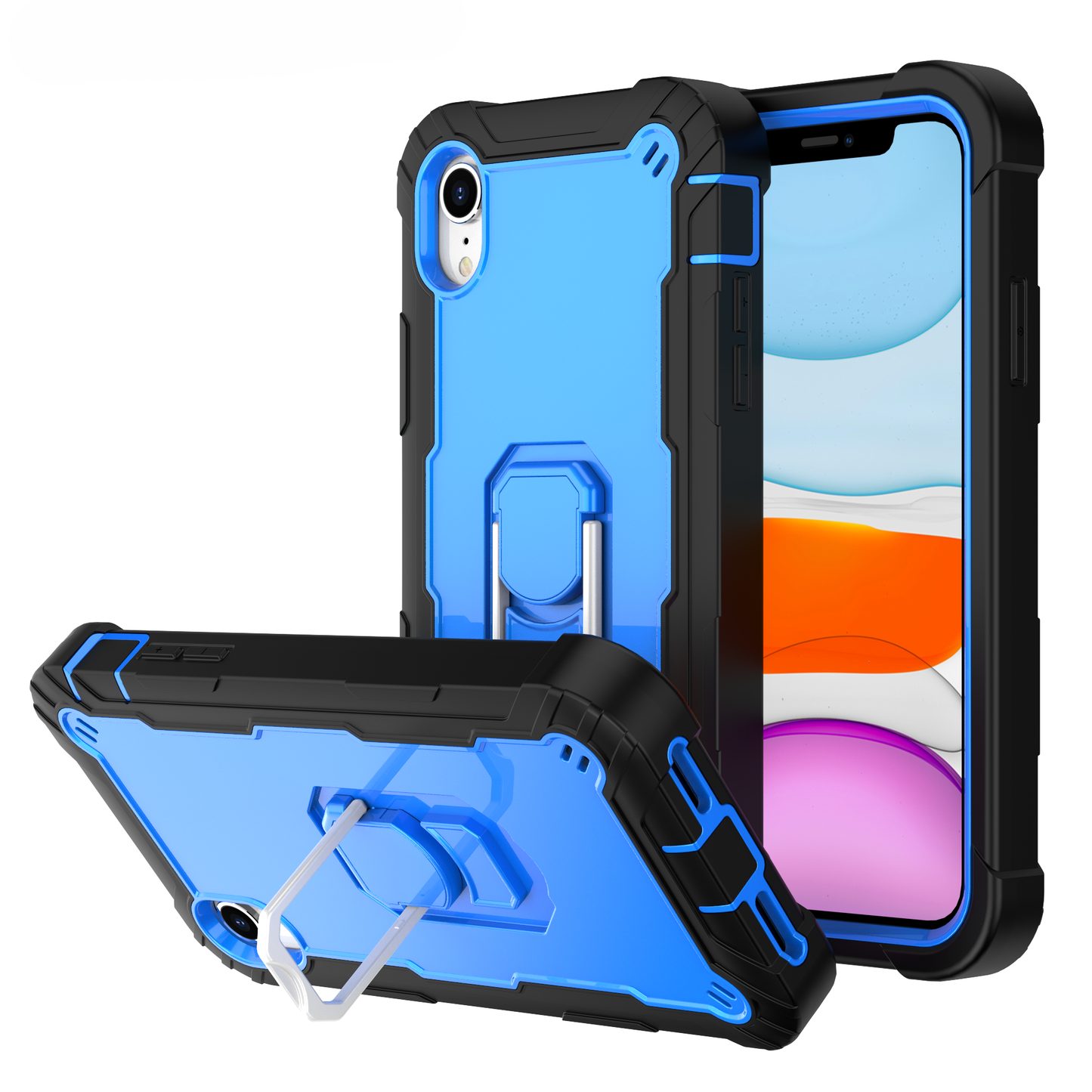 Ring Holder Kickstand iPhone XR Shockroof Case All Round Protection Military