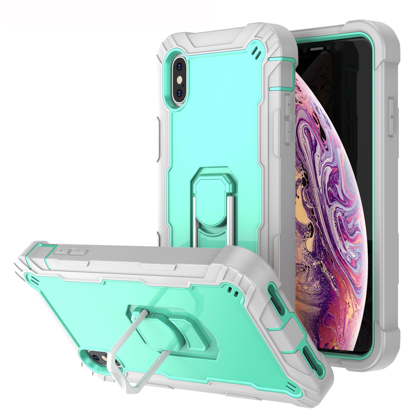 Ring Holder Kickstand iPhone Xs Max Shockroof Case All Round Protection Military