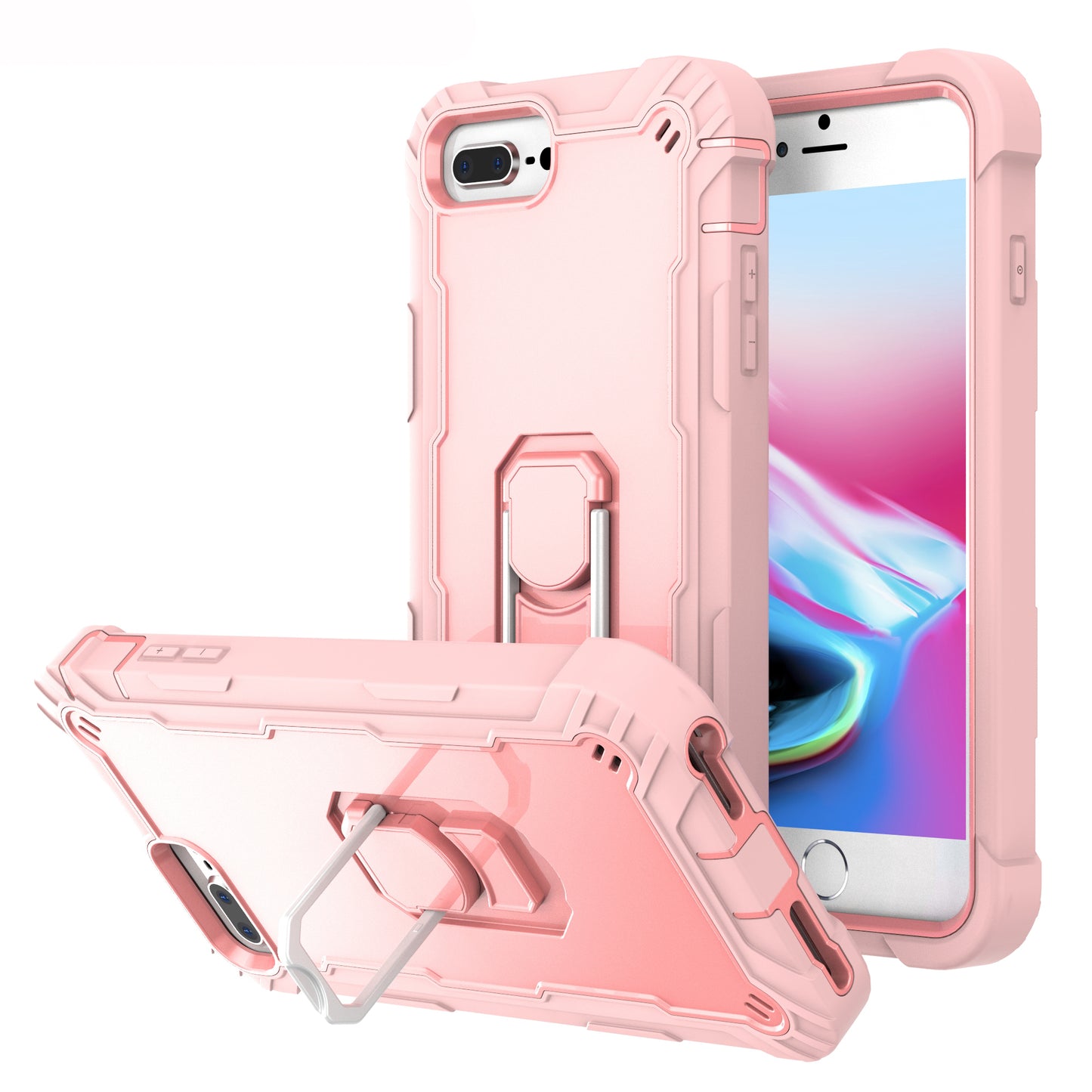 Ring Holder Kickstand iPhone 8 Plus Shockroof Case All Round Protection Military