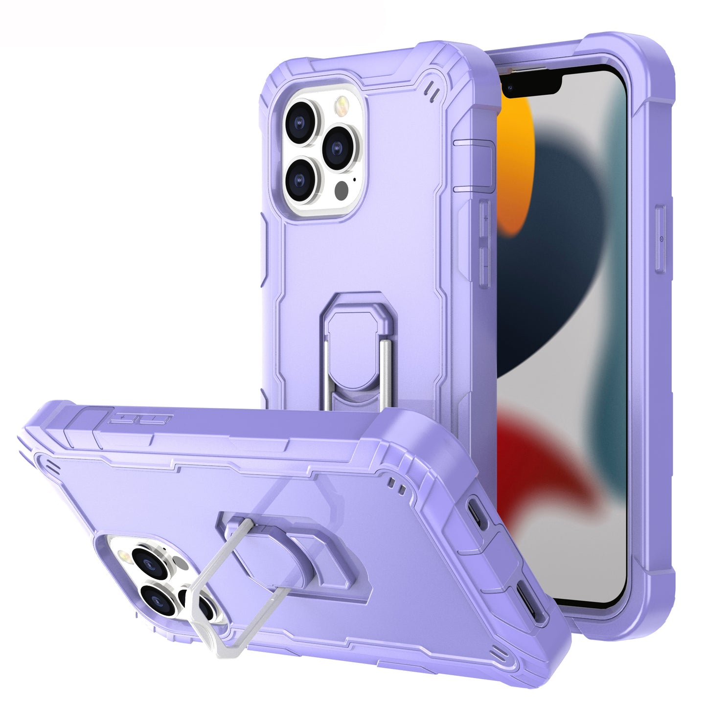 Ring Holder Kickstand iPhone 13 Pro Max Shockroof Case All Round Protection Military