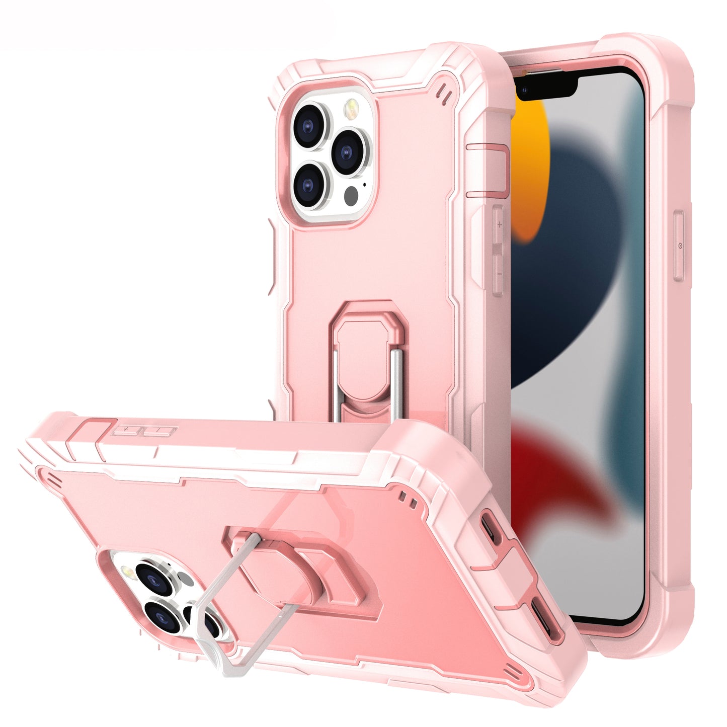 Ring Holder Kickstand iPhone 13 Pro Max Shockroof Case All Round Protection Military