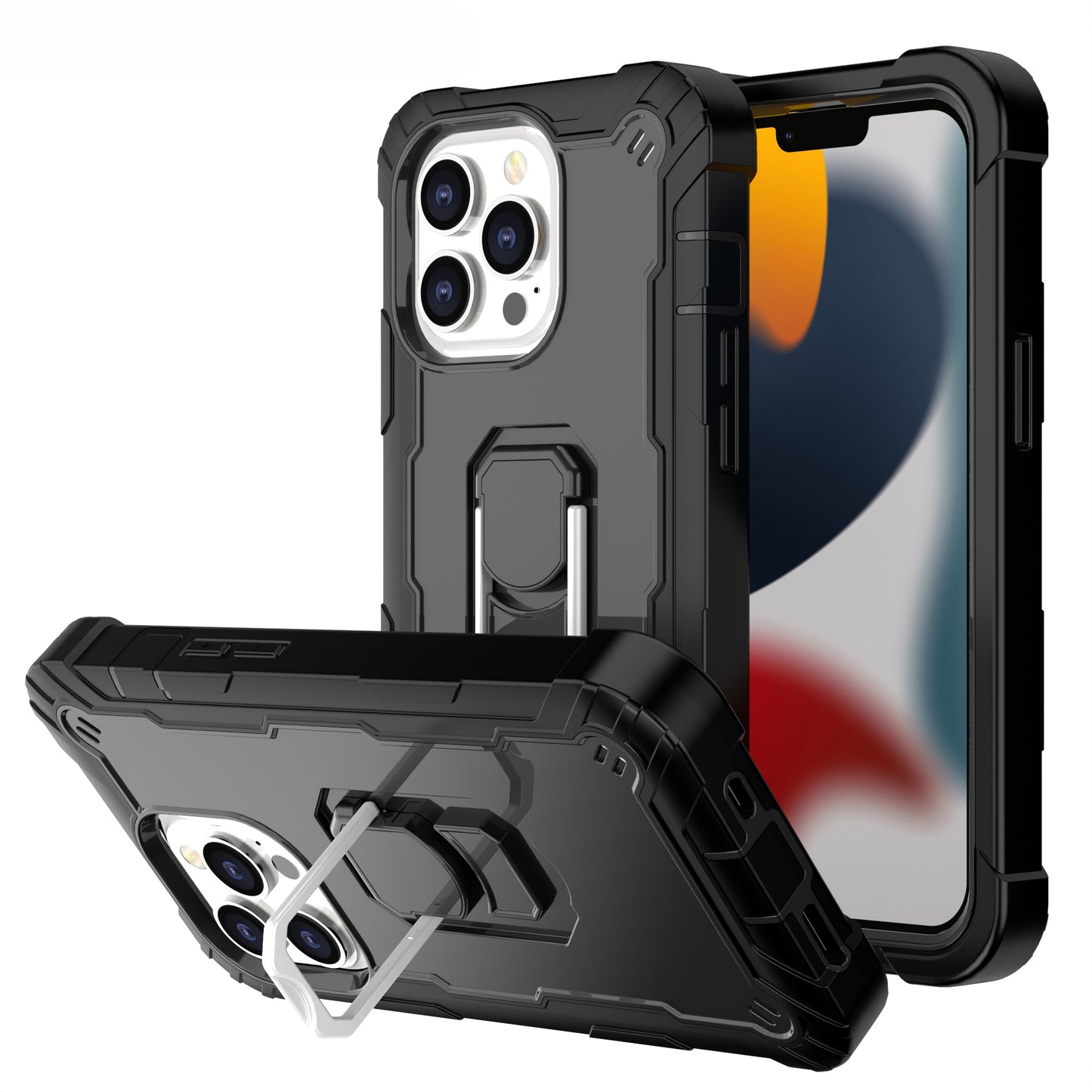 Ring Holder Kickstand iPhone 13 Pro Shockroof Case All Round Protection Military