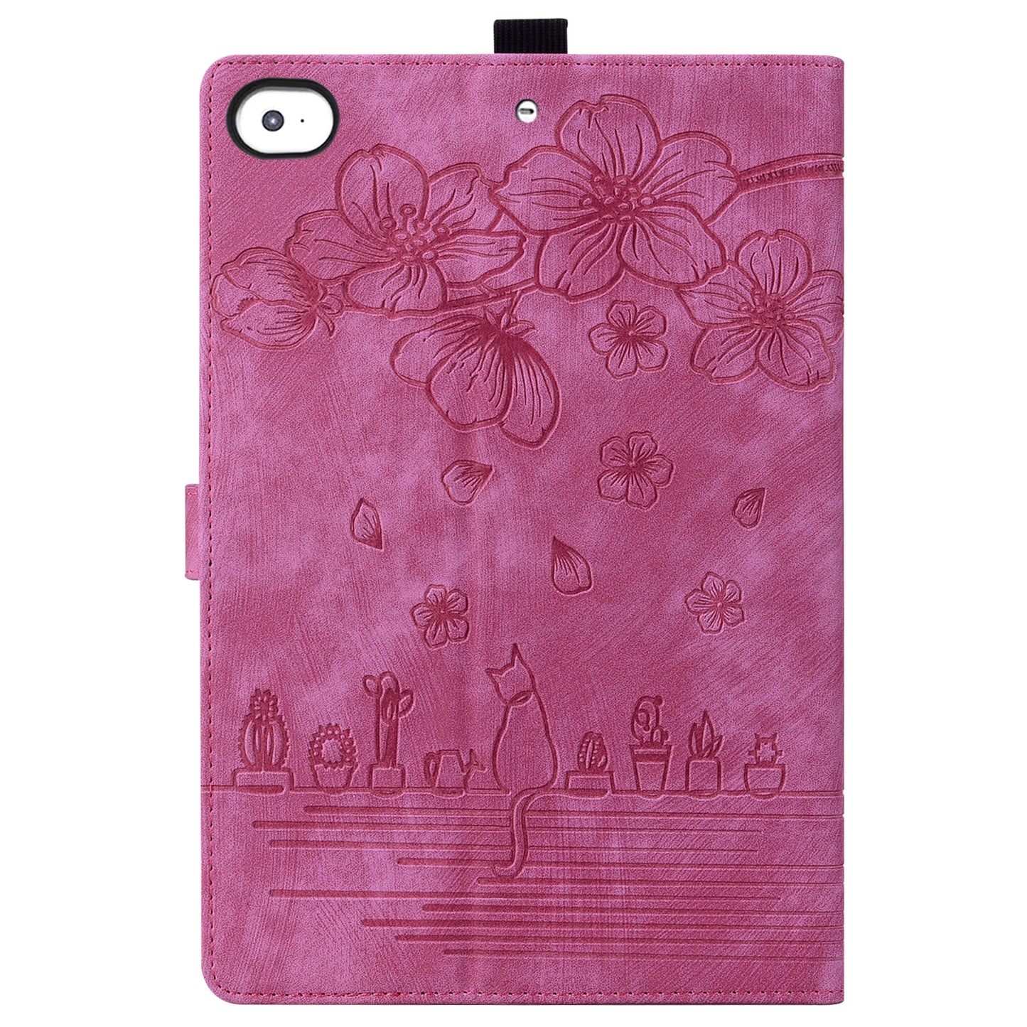 Cat Cherry Blossoms iPad Mini 4 Grils Case Retro Leather Embossing Wallet Stand