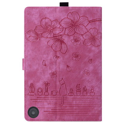 Cat Cherry Blossoms Kindle Fire HD10 Plus (2021) Grils Case Retro Leather Embossing