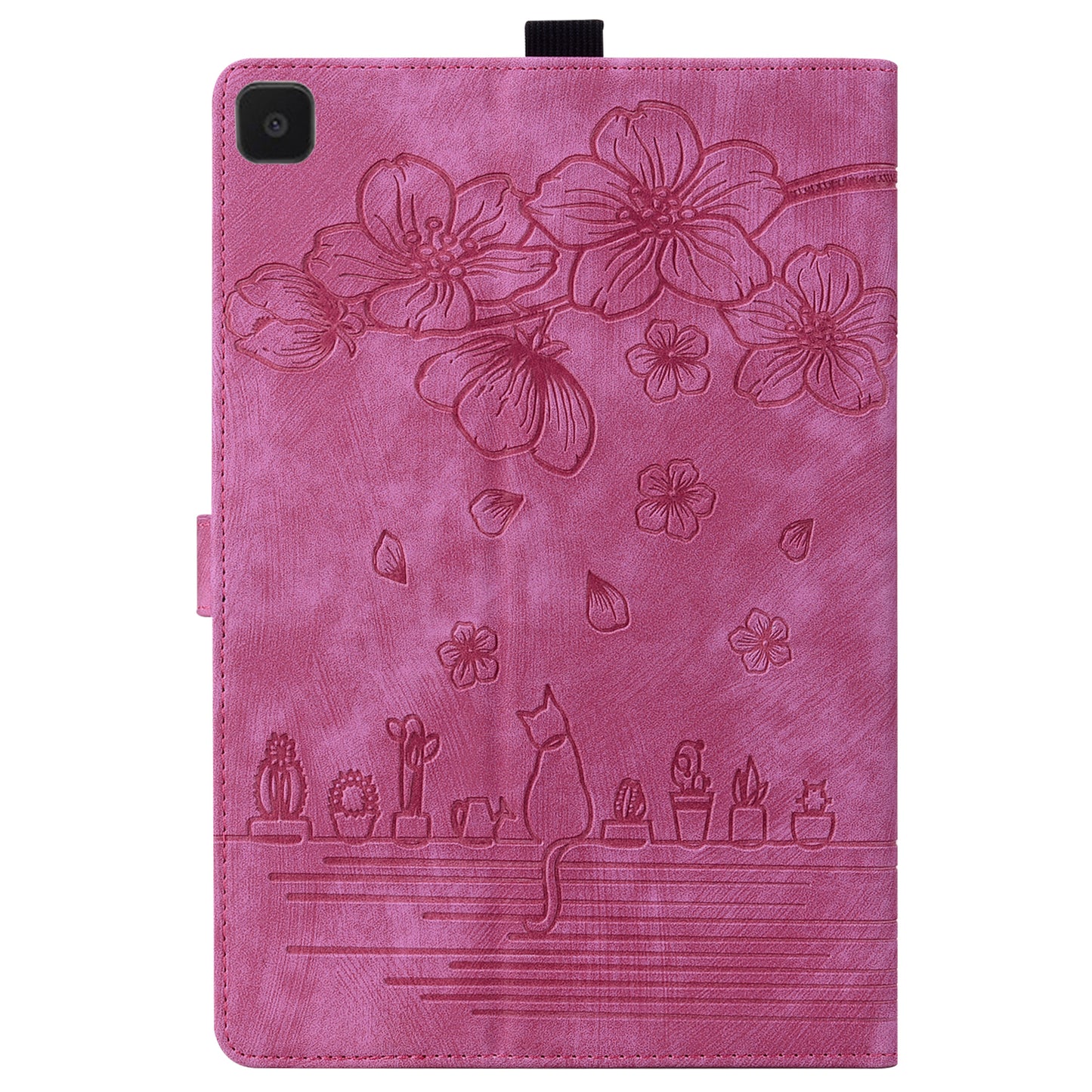 Cat Cherry Blossoms Galaxy Tab A8 Grils Case Retro Leather Embossing Wallet Stand