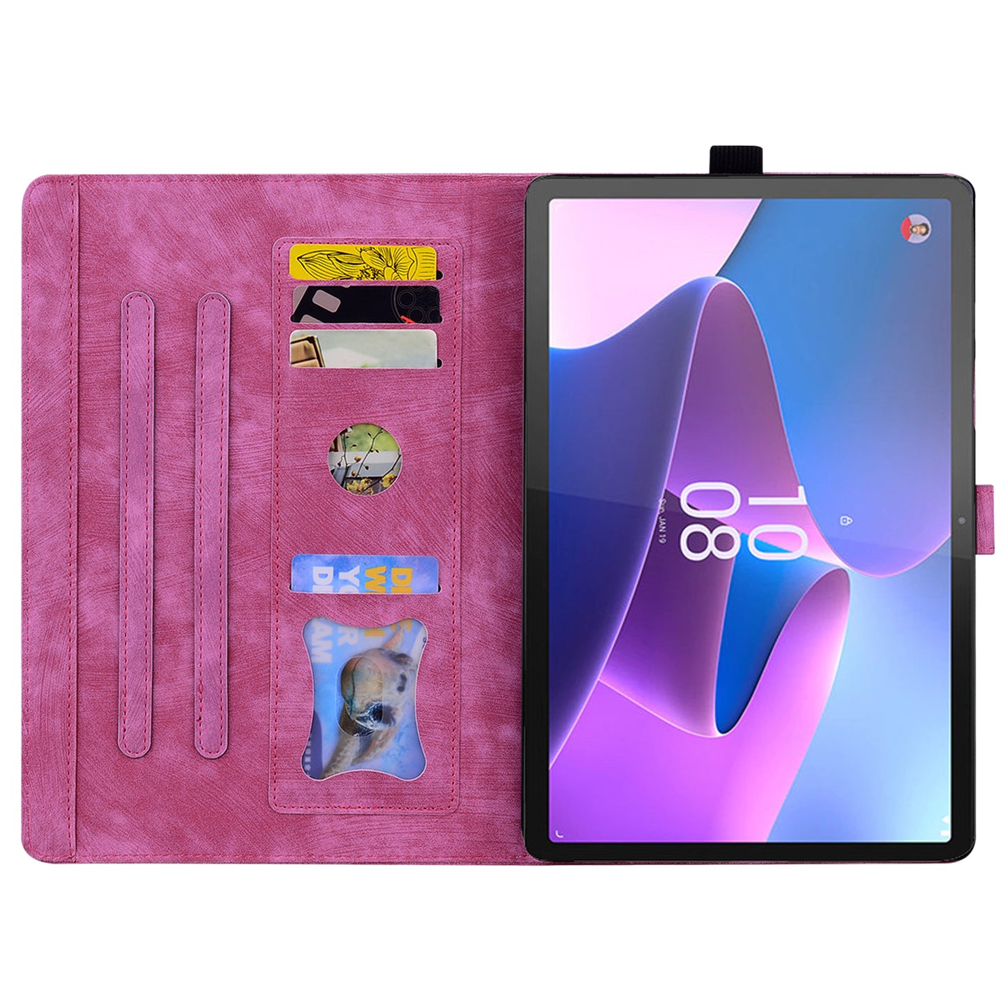 Cat Cherry Blossoms Lenovo Tab P11 Plus (2023) Grils Case Retro Leather Embossing