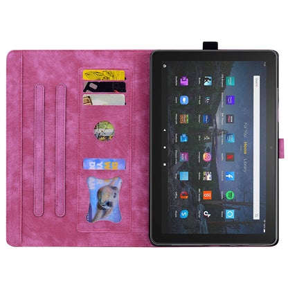 Cat Cherry Blossoms Kindle Fire HD10 Plus (2021) Grils Case Retro Leather Embossing