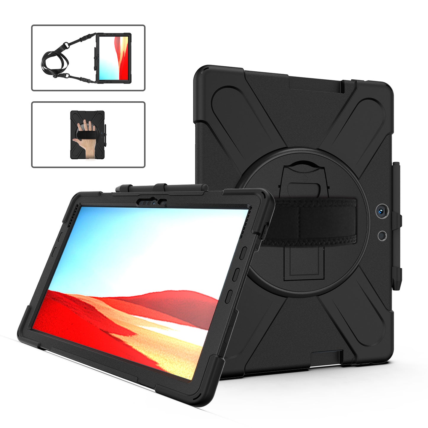 Pirate King Microsoft Surface Go 2 Case 360 Rotating Stand Holder Shoulder Strap