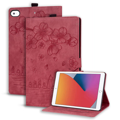 Cat Cherry Blossoms iPad Mini 4 Grils Case Retro Leather Embossing Wallet Stand