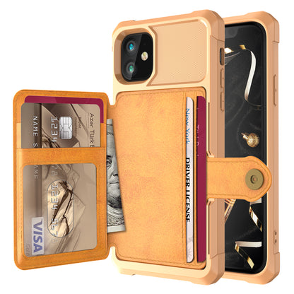 Built-in Metal Magnetic Iron Stand iPhone 12 Mini TPU Cover with Leather Card Holder