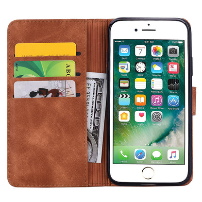 Double Hem iPhone 6 6s Leather Case Embossing Sunflower Wallet Foldable Stand