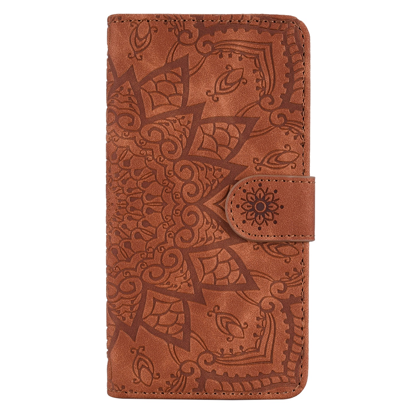 Double Hem Galaxy A41 Leather Case Embossing Sunflower Wallet Foldable Stand