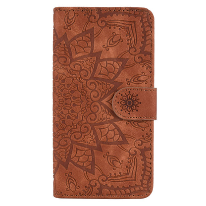 Double Hem Galaxy S22 Leather Case Embossing Sunflower Wallet Foldable Stand