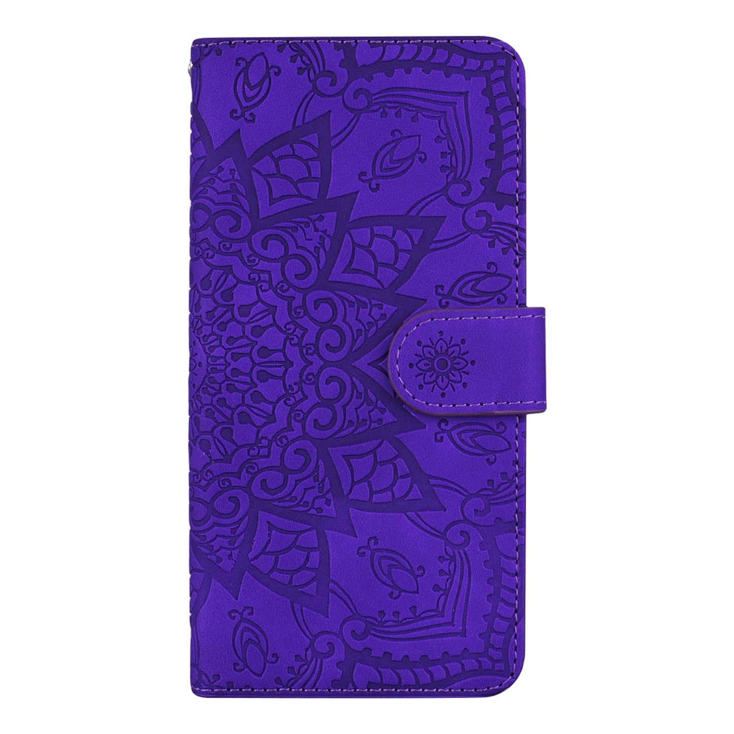 Double Hem Galaxy A52 Leather Case Embossing Sunflower Wallet Foldable Stand