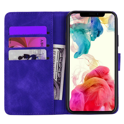 Double Hem iPhone Xs Max Leather Case Embossing Sunflower Wallet Foldable Stand