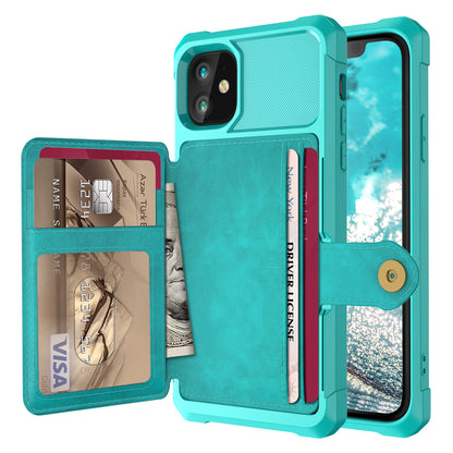 Built-in Metal Magnetic Iron Stand iPhone 12 Mini TPU Cover with Leather Card Holder