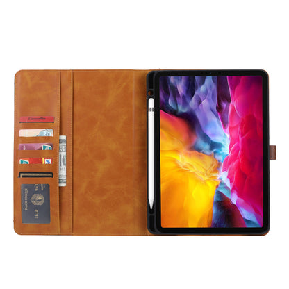 Crazy Horse Leather iPad Pro 12.9 (2022) Case Flip Stand Card Slots Pocket Buckle