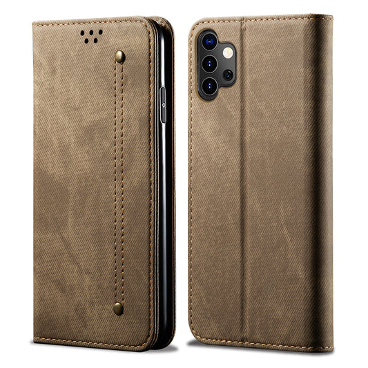 Retro Demin Galaxy A32 Leather Case Frosted TPU Shell Magnetic Wallet Stand