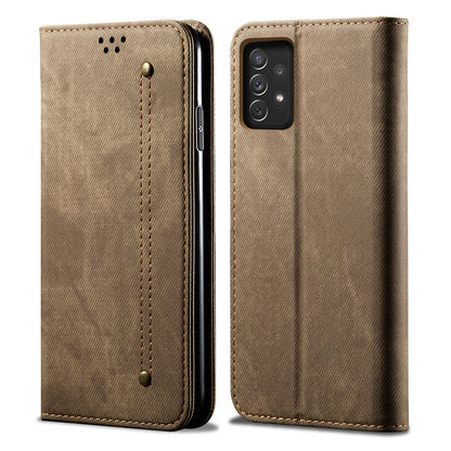 Retro Demin Galaxy A33 Leather Case Frosted TPU Shell Magnetic Wallet Stand