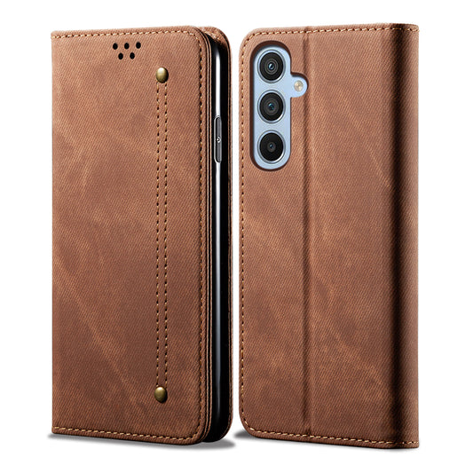 Retro Demin Galaxy S23 FE Leather Case Frosted TPU Shell Magnetic Wallet Stand