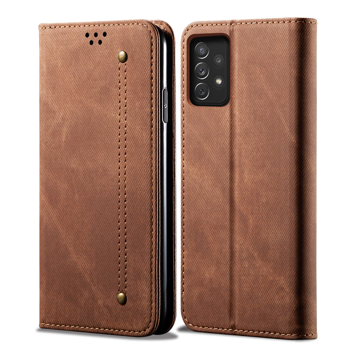 Retro Demin Galaxy A23 Leather Case Frosted TPU Shell Magnetic Wallet Stand