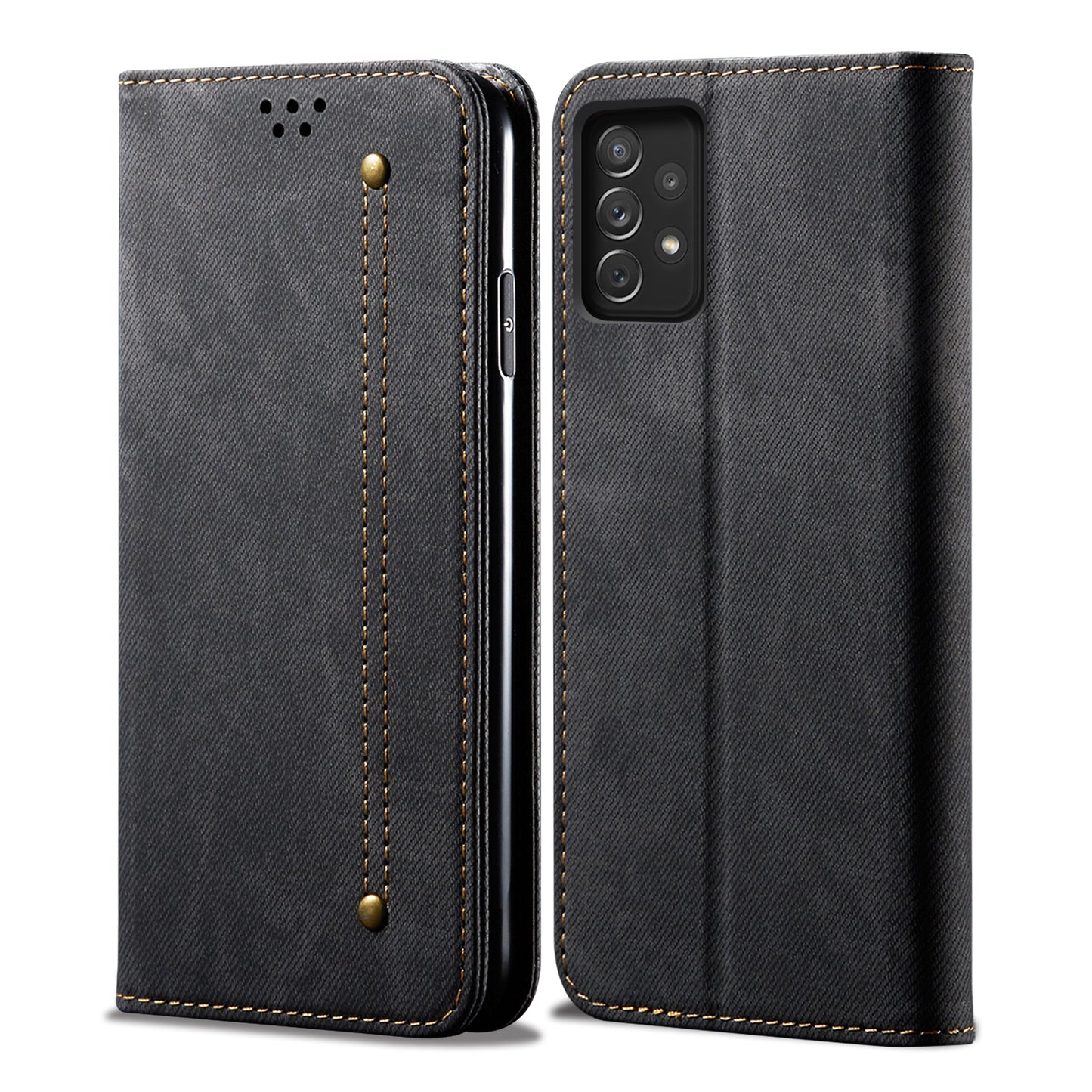 Retro Demin Galaxy A23 Leather Case Frosted TPU Shell Magnetic Wallet Stand