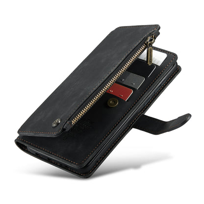 Multi-card Zipper Galaxy A30s Leather Case Double Fold Stand with Hand Strap