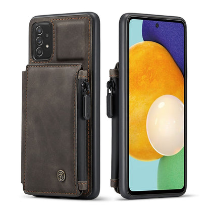 Wrist Strap Anti-theft Galaxy A52s Leather Cover Back RFID Blocking Card Holder Zipper